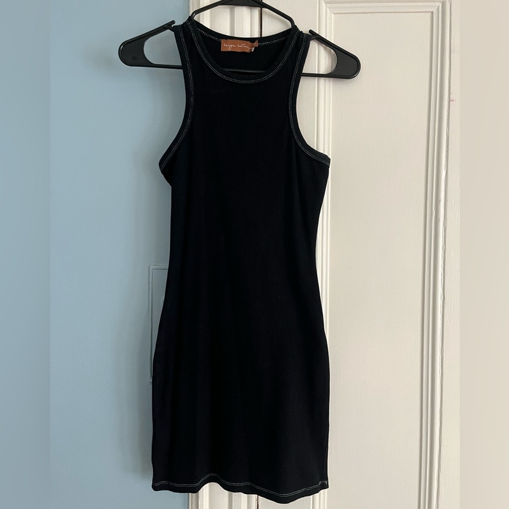 Black Racerback Dress with Contrast Stitching